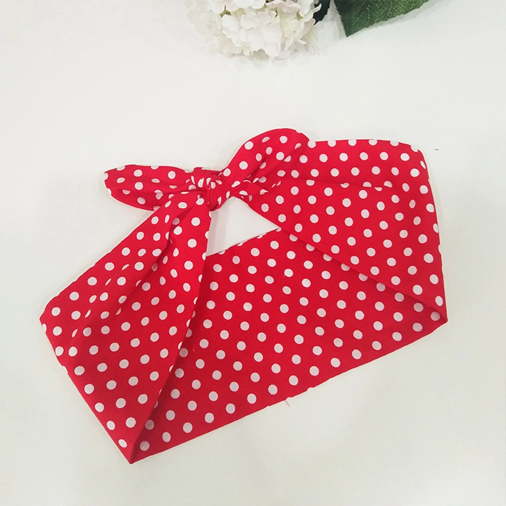 2023 Retro Women Vintage 50s Red Polka Dots Headband Hair Accessories Hairband Bow Rockabilly Pinup Hair Band