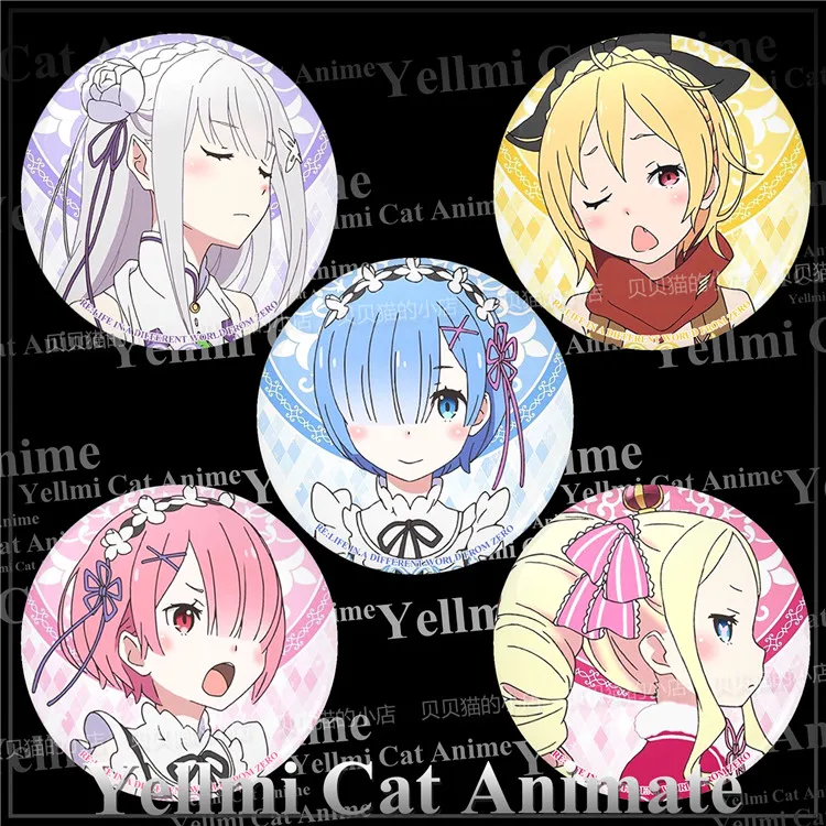 1pc Anime Re:Life in a different world from zero Emilia Rem Ram Felt Icons Badges Brooch Acrylic icons