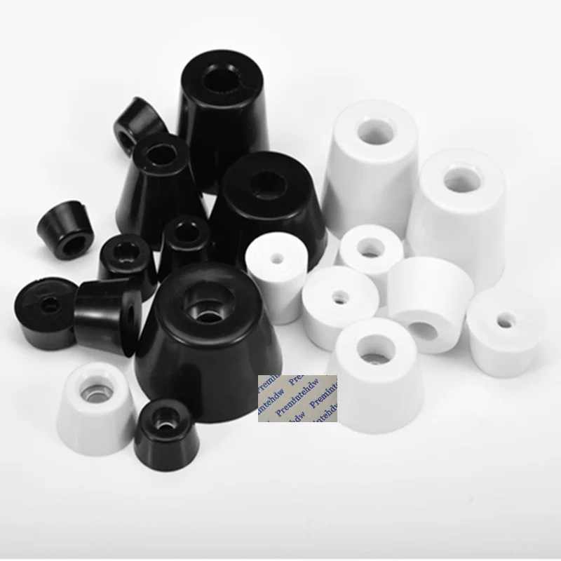 100Pcs White Black Rubber Round Taper Cone Feet Pad Bumper Spacer With Washer Furniture Electronics Appliances Instrument