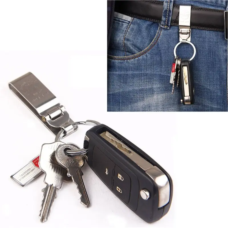 Anti-Lost Heavy Duty Stainless Steel Belt Key Holder Key-Clip Detachable Keyrings for Keys Belt Keychain Men Jewelry