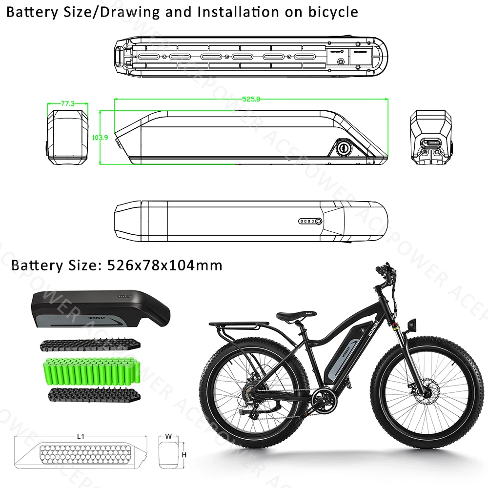 48V 17.5Ah 52V 17.5Ah Reention KIRIN 7 Battery Samsung/LG Cells Side Open E-bike Electric Bike Akku for vtuvia sn100 Ebike