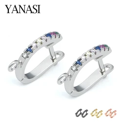 Colorful Cubic Zirconia Earring Hooks Clasps Accessories for DIY Earrings Jewelry Making Earwire Components