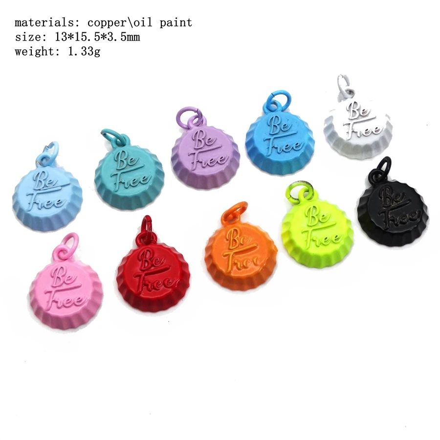 Coke Beer bottle caps Little charms pendant  Drops oil paint copper gold plated pendant DIY bracelet necklace accessories