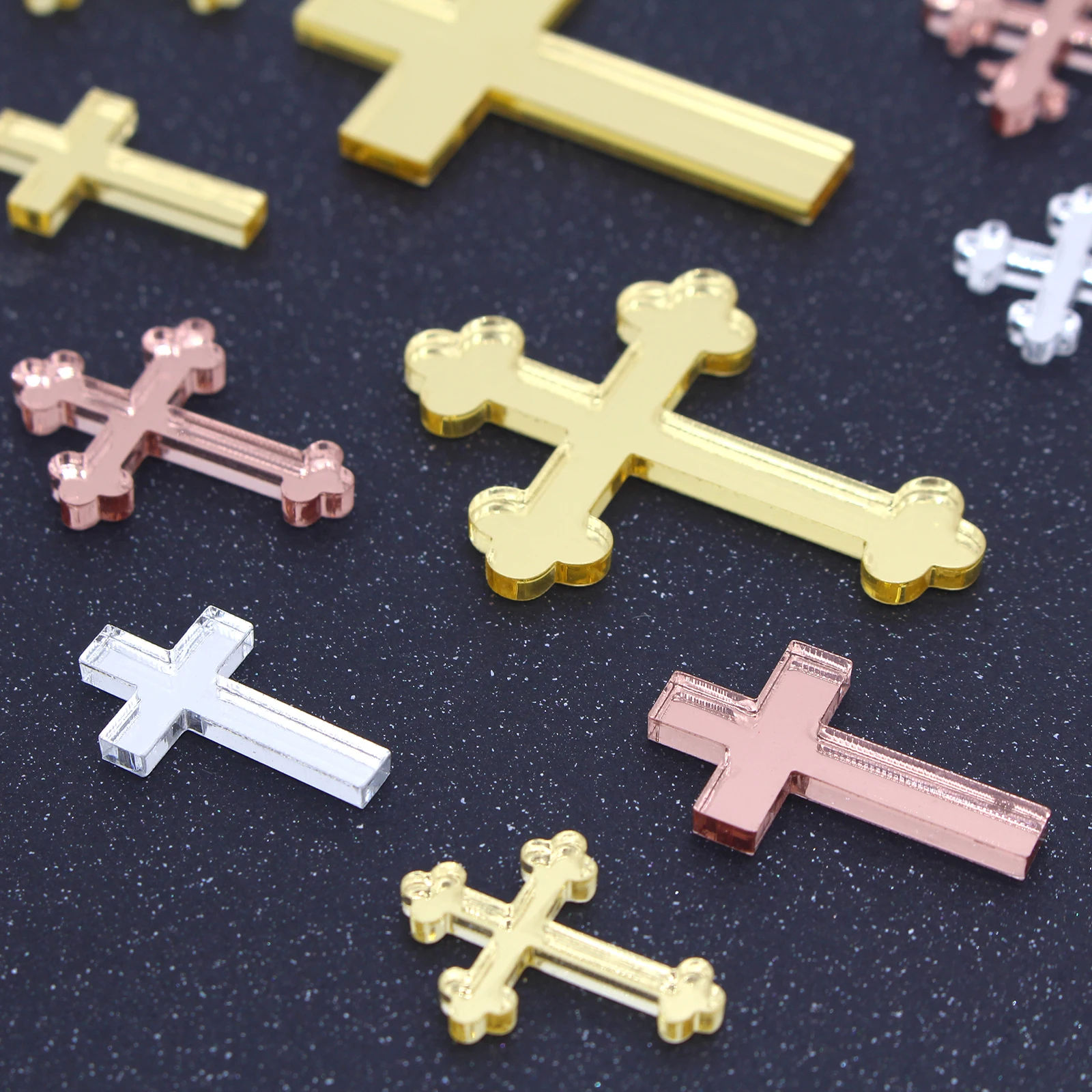 12 Pcs Personalized Gold Silver Cross Baptism Candle Decoration Christening Candle Cross Many size Crosses Pins for Candles