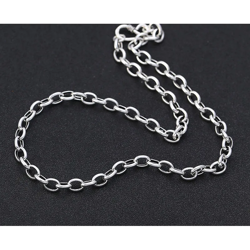 Real 4mm/5mm/6mm 100% Solid 925 Sterling Silver Long O Chains Necklace For Boys Women Men Simple Fine Jewelry Hot sale S Clasp