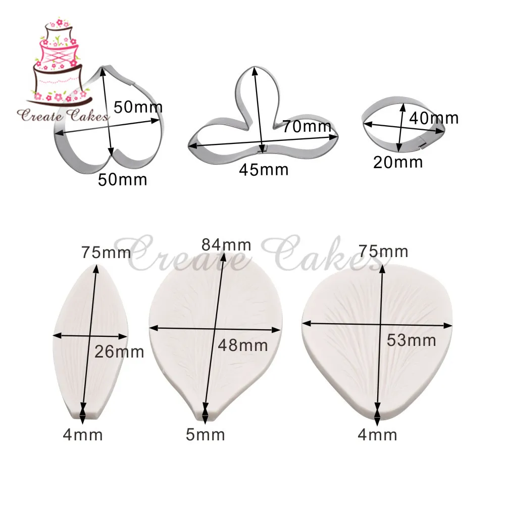 6 pçs/set dendrobium impressão molde de flor silicone veiner molde bolo decoração fondant sugarcraft bolo molde para a flor de açúcar