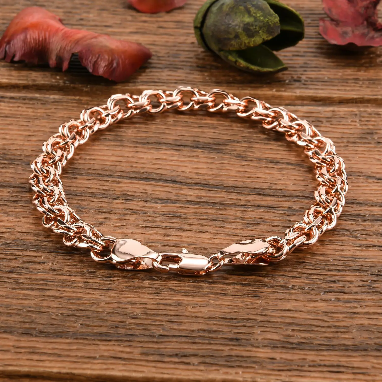 Fashion Rose Gold Plated Bracelet Wave Twisted Rope Link Chain for Women Metal Bracelet Wedding Party Jewelry Trend 2021 New