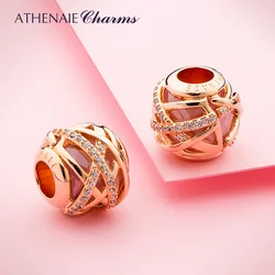 ATHENAIE Rose Gold Color Cross Love Sparkling Galaxy Silver Charms Beads fit Bracelet Necklace for Women Jewelry