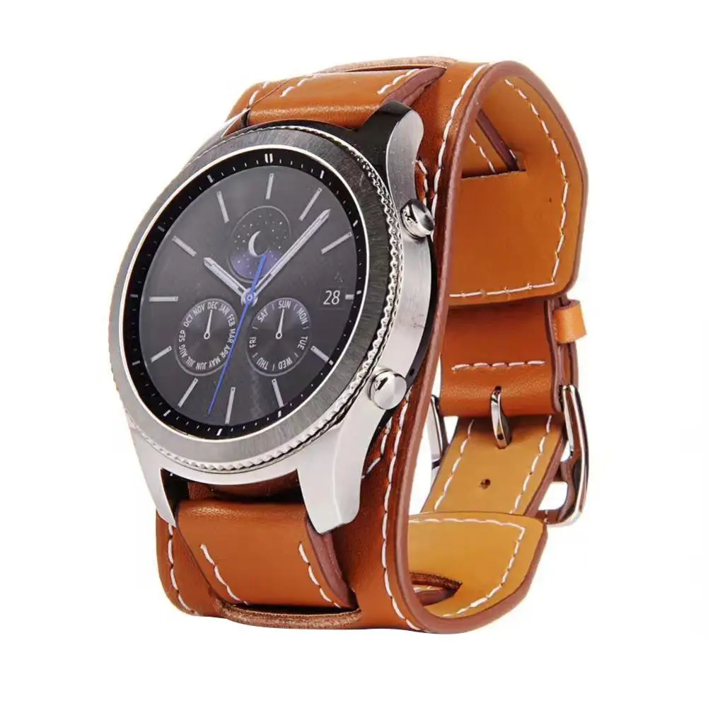 22mm Leather Strap for Galaxy Watch 42mm 46mm Replacement for Gear S3 Frontier/Classic Bracelet Wristband Smart Watch