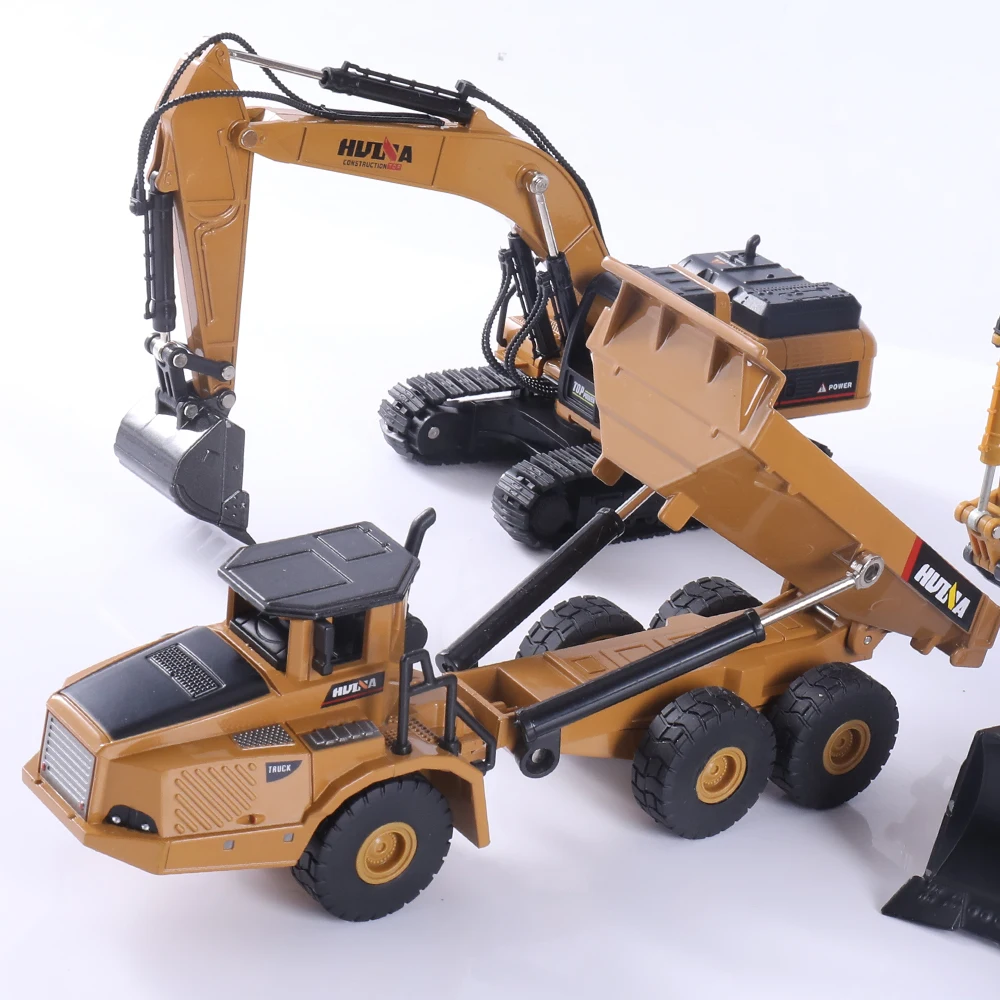 HUINA Truck Toy Diecast Model Alloy vehicle Car Die-Cast Excavator Bulldozer Wheel Loader Excavator kids toy Christmas gift