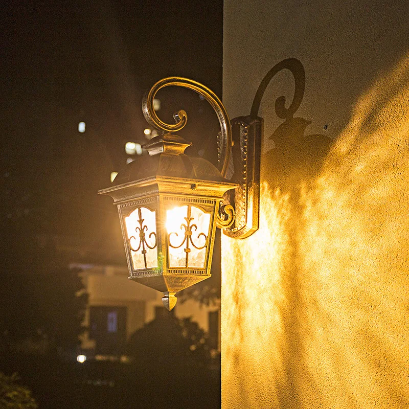 European Style Outdoor Wall Lamp Waterproof Aisle Garden Balcony Lamp Villa American Retro Outdoor Gate Courtyard Corridor Lamp
