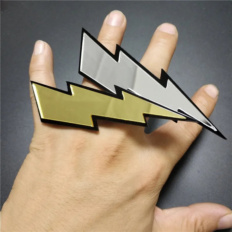 KUGUYS Mirror Gold Silver Color Lightning Rings for Women Men Acrylic Jewelry Rock HipHop Large Resizable Fighting