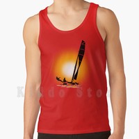 Sail Catamaran Tank Tops Vest 100% Cotton Catamaran Boat Sail Sailor Lake Ship Regatta Sailboat