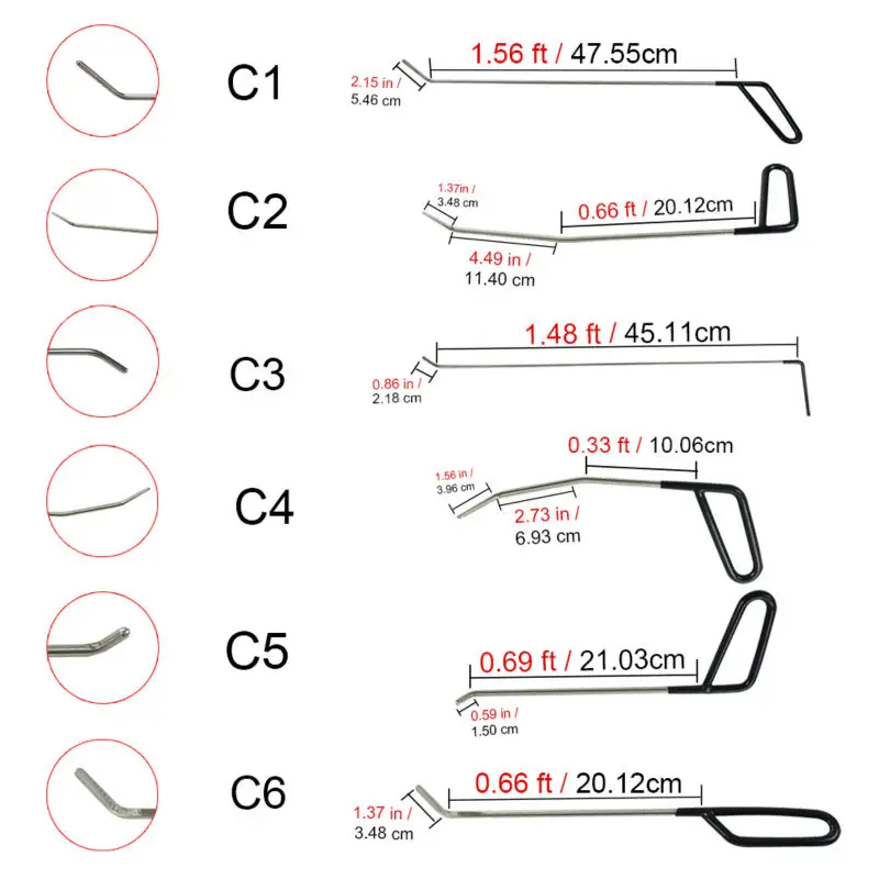 Furuix Dent Repair Pump Wedge Tools Rubber Hammer Tap Down Pen Dent Hail Removal Repair Tools - Hook Tools Push Rod hand set