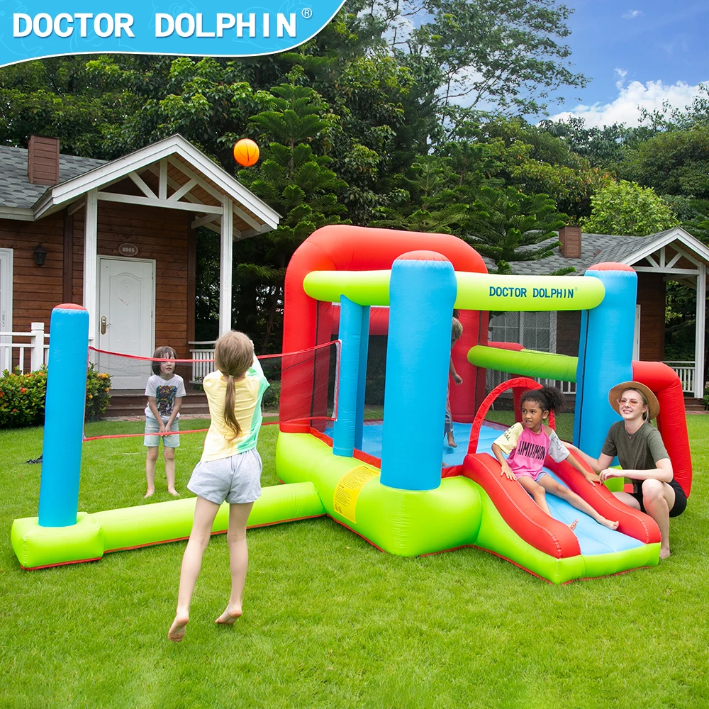 

Doctor Dolphin Ball Games Children's Inflatable Bouncer Trampoline with Slide Jumping Bounce for Outdoor