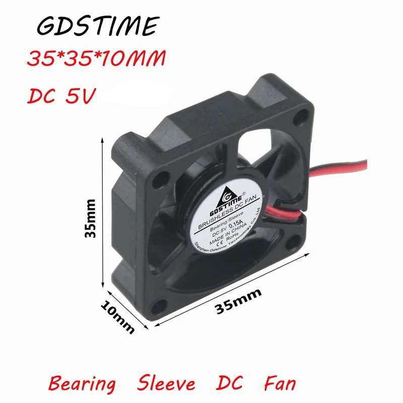 5 PCS Gdstime 35*35x10mm Computer Brushless Dupont Connector 5V 35mm DC Cooling Fan