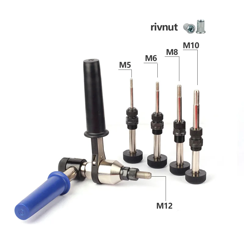 Heavy-Duty Ratchet Tool Hand Rivet Nut Gun Manual Nut Setting Tool Mandrels M5,M6,M8,M10,M12