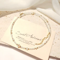 Lii Ji Clear Quartz Freshwater Pearl 14K Gold Filled Beaded Necklace 35+3cm Crystal Handmade Jewelry For Women Gift