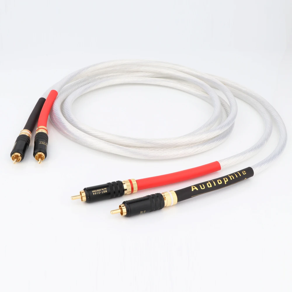 Hi-End สาย RCA Audiophine 5N OCC Silver Plated RCA Interconnect Audio สายแบบอะนาล็อก Phono สาย HiFi สัญญาณสายขยาย
