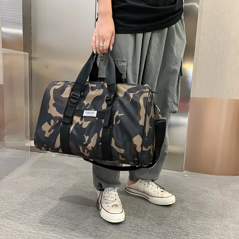 Camouflage Nylon Travel Bag Large Capacity Female Messenger Duffle Bag Shoulder Weekend Travel Bags For Women