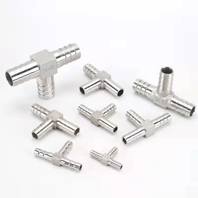 6mm 8mm 10mm 12mm 13mm 15mm 16mm 25mm Hose Barb Tee T Type 3 Three Way 304 Stainless Steel Pipe Fitting Connector Adapter