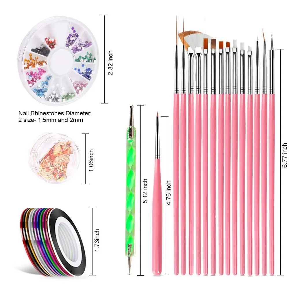 Manicure bevel pull line Brush Pen set Nail Art decoration wire aluminoum foil paper Paint Drawing Phototherapy Point accessory