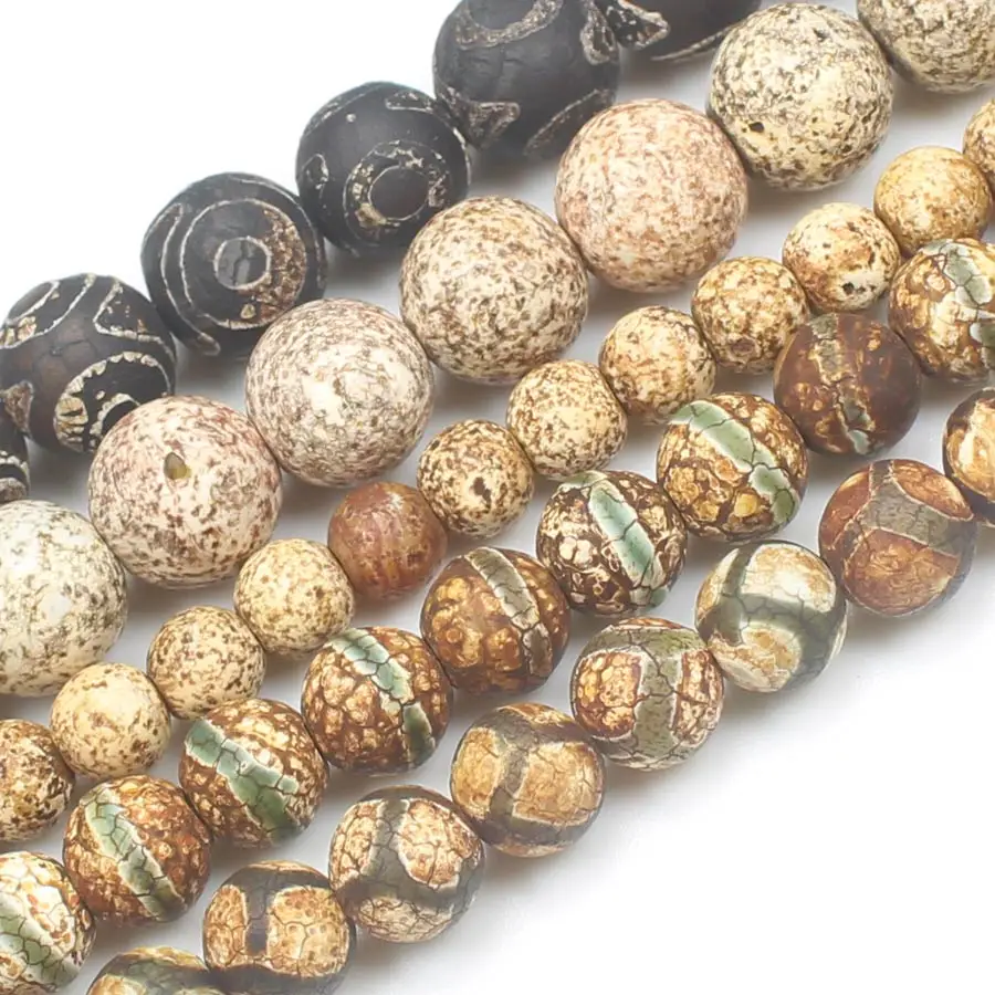 Vintage Tibet Dzi Agate Round Beads 8-12mm ,For Jewelry making, can mixed wholesale!