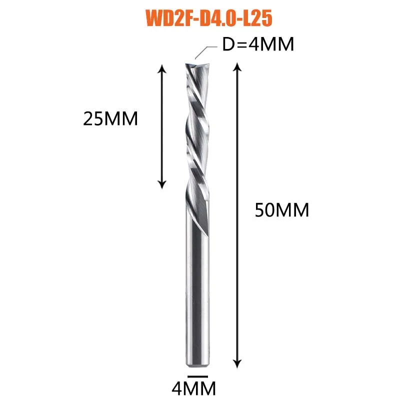 Dreanique 1 st Vhm Frees 3.175 4 6 8mm 2 Fluit Spiraal Router Bit Carbide Frees Hout MDF Down cut