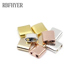 Flat Square Natural Hematite Stone Gold color Silver Plated two-hole Loose Spacers Beads Diy Jewelry bracelet Accessories 5x5mm