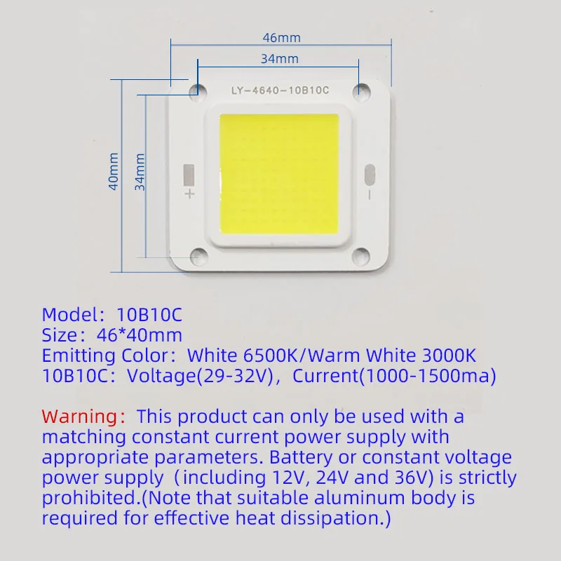 LED Chips Square Integrated 4640 Chip Spotlight Floodlights Outdoor High Power 20W30W 50W 60W 70W DIY Lamp Beads Bulb Matrix COB