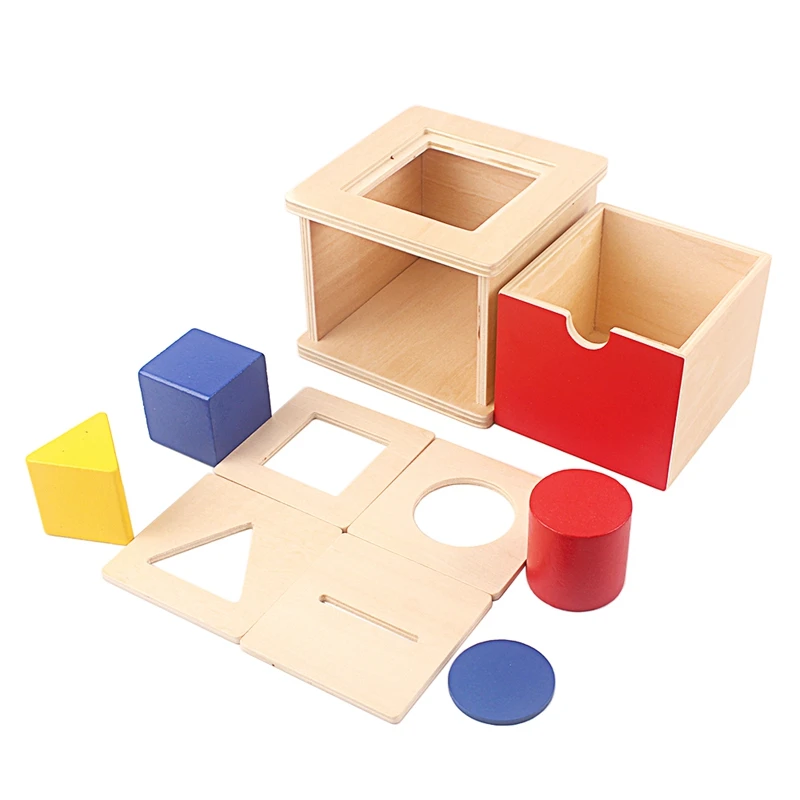 Değiştirilebilir kapaklı Montessori Imbucare kutusu bebek oyuncakları 4 1 ahşap geometrik şekiller eşleştirme kutusu oyunu geliştirme oyuncaklar