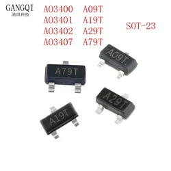 Transistor FET MOS, Novo, 50 Unidades, Lote, AO3400, A09T, AO3401, A19T, AO3402, A29T, AO3407, A79T, SMD, SOT23