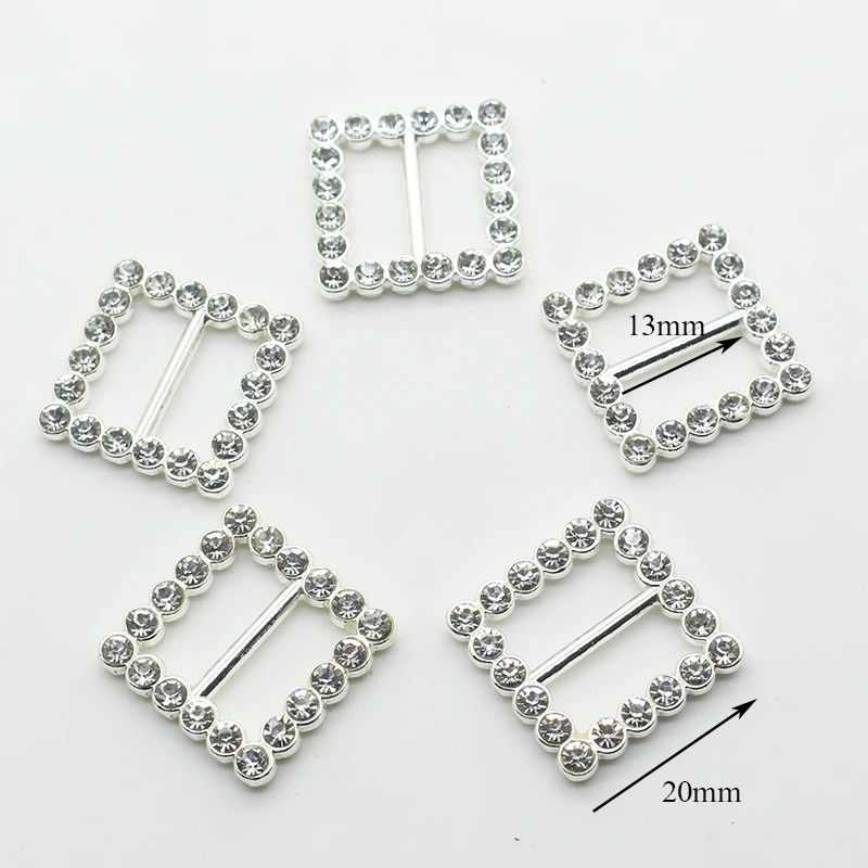ZMASEY Metal Alloy Buckles Shoe Buckles 10Pcs/Lot Handwork Sewing Ribbon Accessories Wedding Card Decoration Rhinestones Buckle