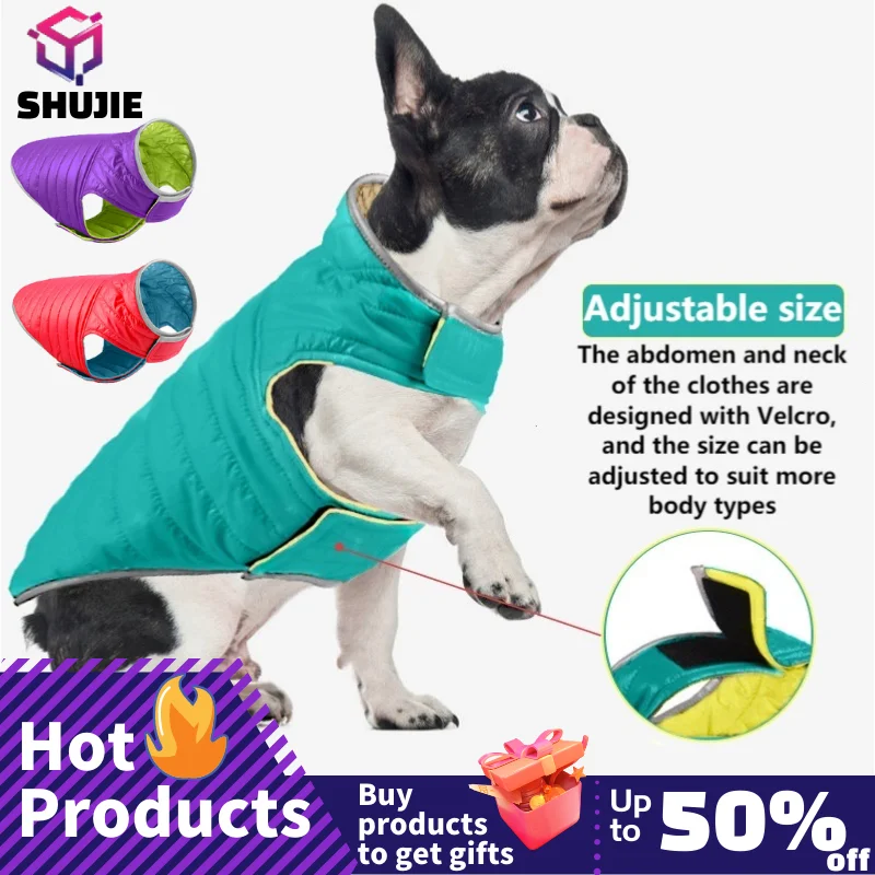 Dog Winter Clothes For Small Dogs Light Down Double-Sided Cotton-Padded Jacket Pet Clothing Coat Suit Overall Vest For Dogs 2021