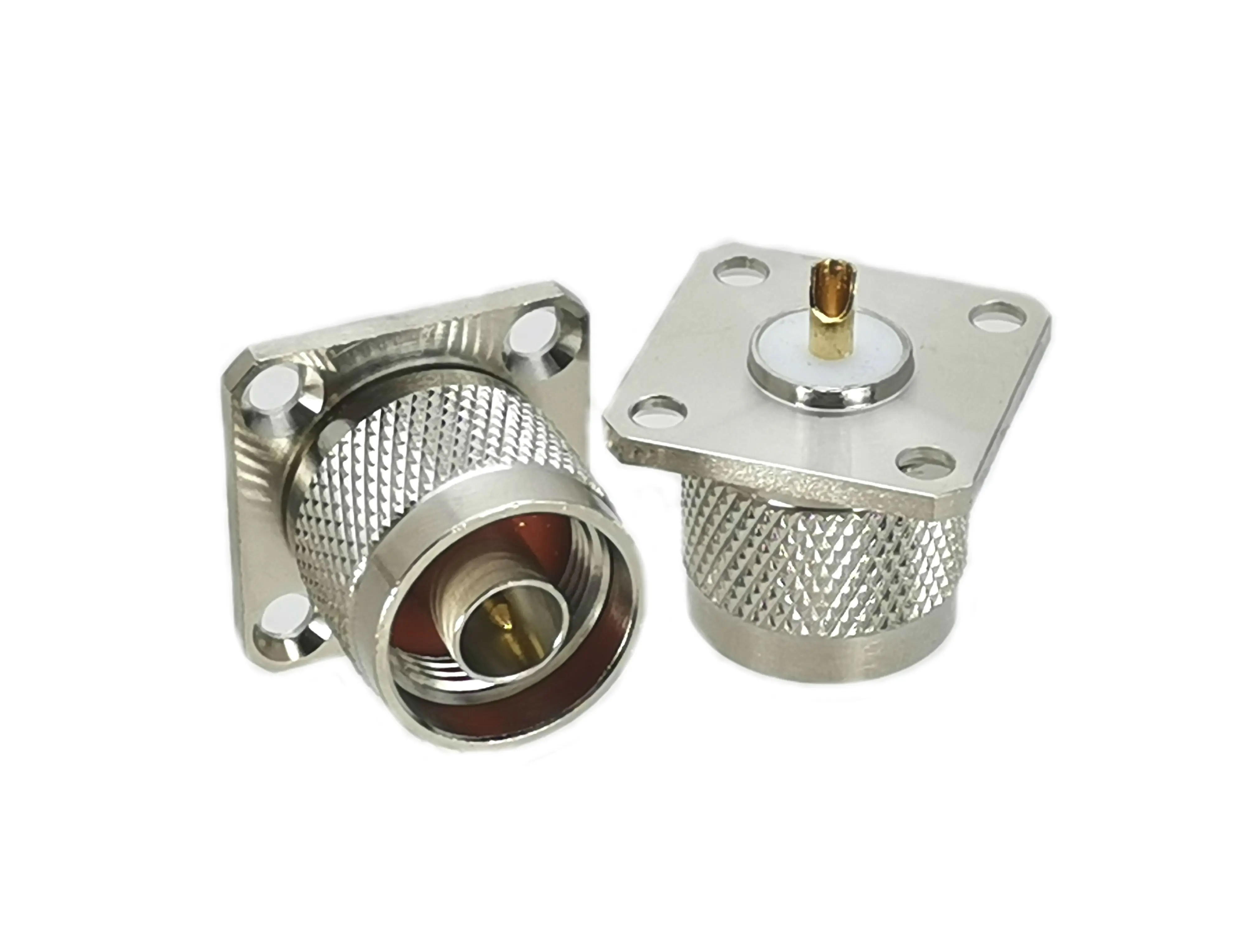 1Pcs N Male Plug 4-holes Flange Solder Pannel mount RF Adapter Connector Coaxial Straight High Quanlity