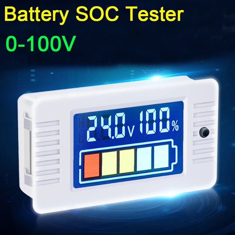 0-100V Battery SOC meter Capacity POWER Monitor Li-ion Lifepo4 Lead acid Lithium 3S 4S 6S 7S 8S 10S 12S 13S 14S 16S 20S  12V 24V