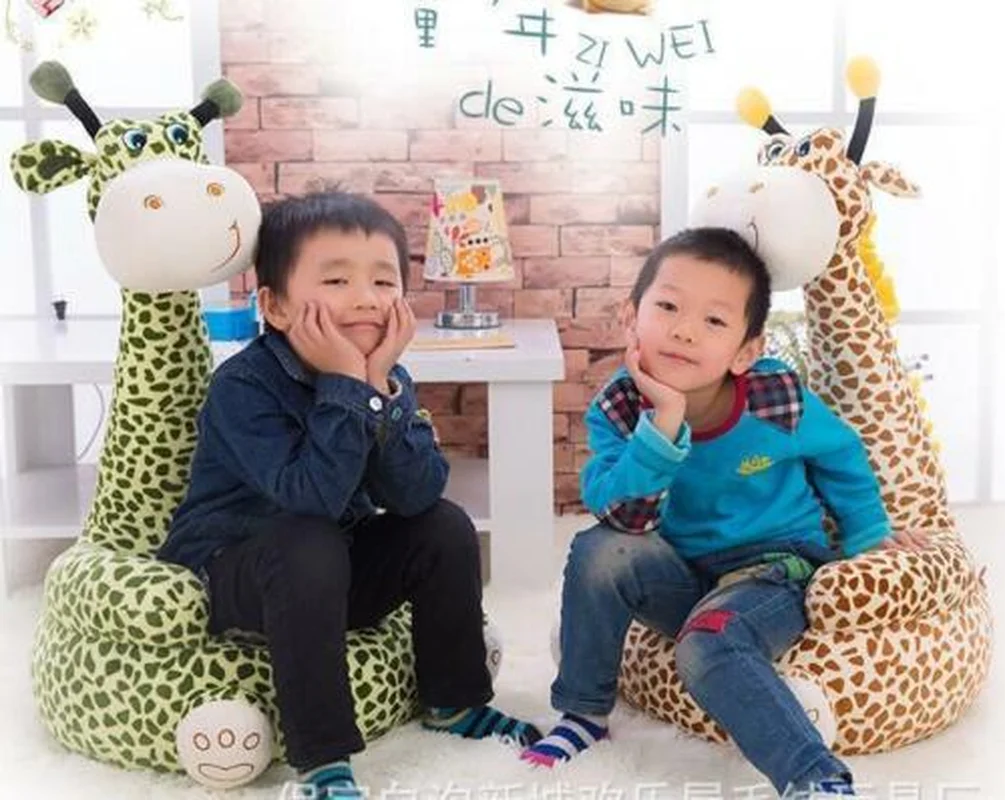 Giraffe Kids Soft Cushion Seat Plush Sofa Chair Toy Stuffed Animal Children Play Modern Home Decor Sitting Pillow