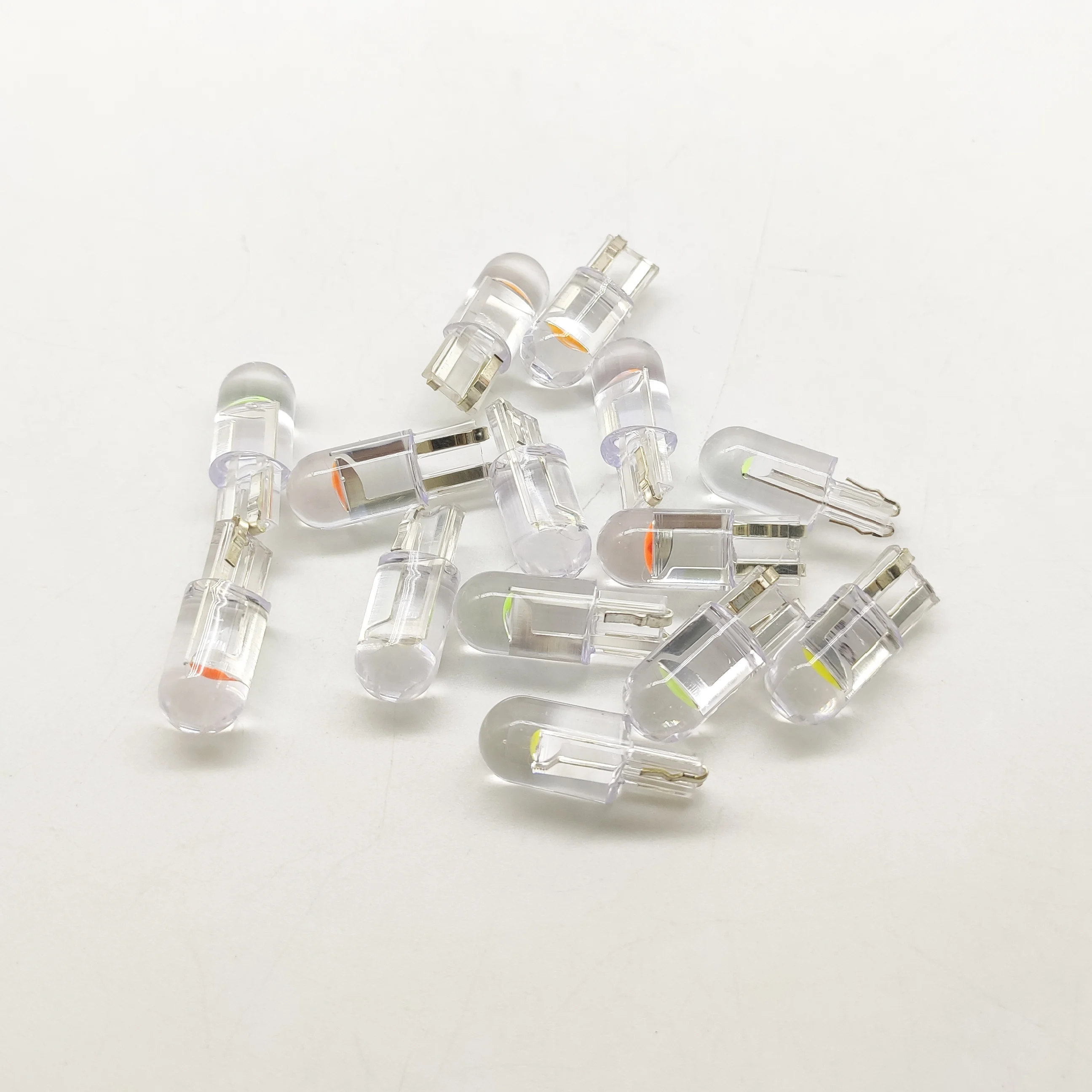 

50PCS W5W Led T10 Car Light COB Glass Red White Blue 7 Color Auto Automobiles License Plate Lamp Dome Read DRL Bulb Style 12/24V