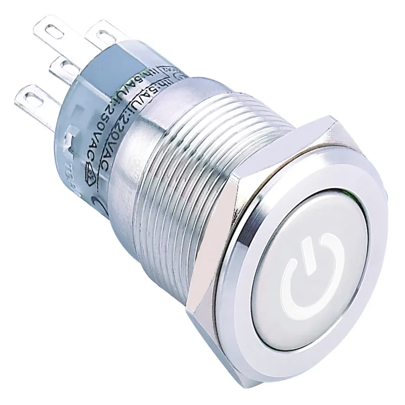 (حار!) رمز الطاقة مفتاح بـزر دفع معدني (16 مللي متر ، PM162F-11DT/B/12 V/S ، PM162F-11ZDT/B/12 V/S CE ، ROHS)
