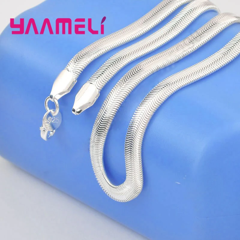 16-24Inch Fine Fashion 925 Sterling Silver Smooth Snake Men Women Necklace Chain with Lobster Clasps 6mm Statement Heavy Jewelry