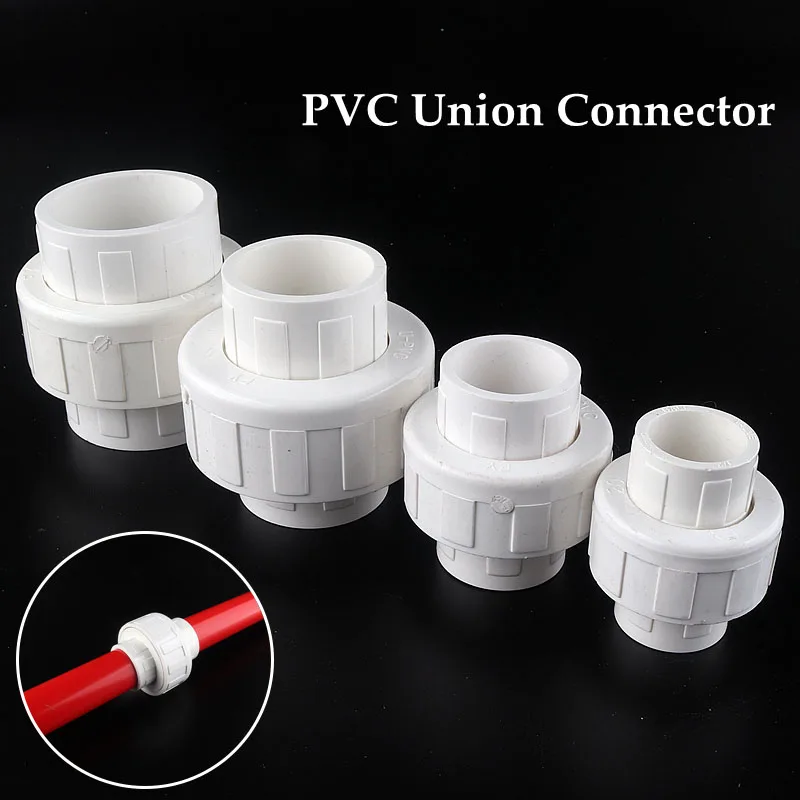 

20~2pcs Inner Diameter 20~50mm PVC Union Connector Garden Irrigation Water Pipe Fittings Home DIY Aquarium Fish Tank Tube Joints