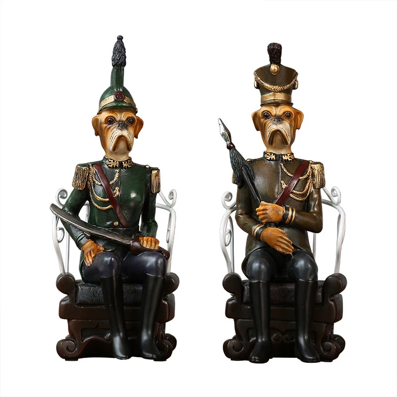 

AMERICAN MODERN ABSTRACT DESIGN SITTING OFFICER DOG CHARACTER DESKTOP DECORATION FIGURINES HOUSEHOLD PARTY DECORATION ORNAMENTS