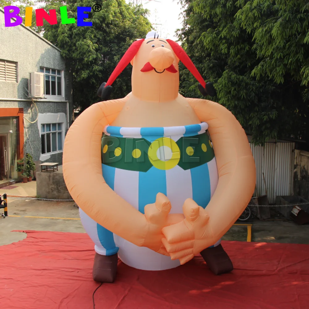 Giant Custom Figure Sitting Inflatable Asterix Obelix Cartoon With Big Nose For Decoration