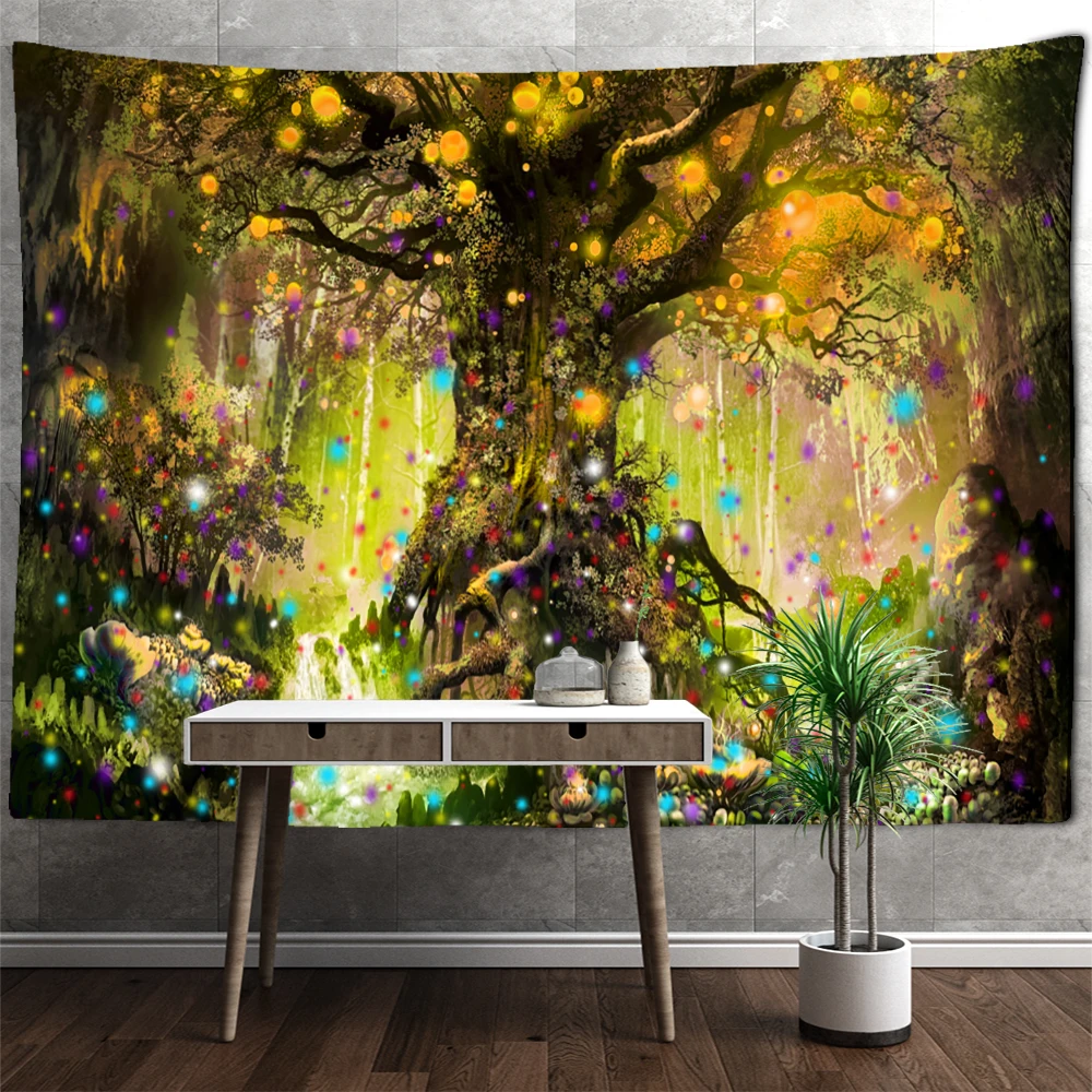 Mushroom Forest Tapestry Wall Hanging Psychedelic Witchcraft Dream Aesthetics Room Living Room Background Cloth Home Decor