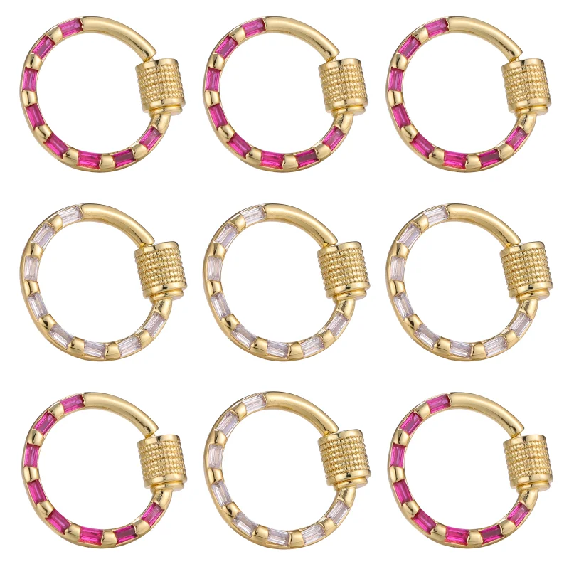 Juya 18K Plated Decoration Screw Bolt Carabiner Locks Clasps Accessories For DIY Hanging Chains Fashion Pendant Jewelry Making