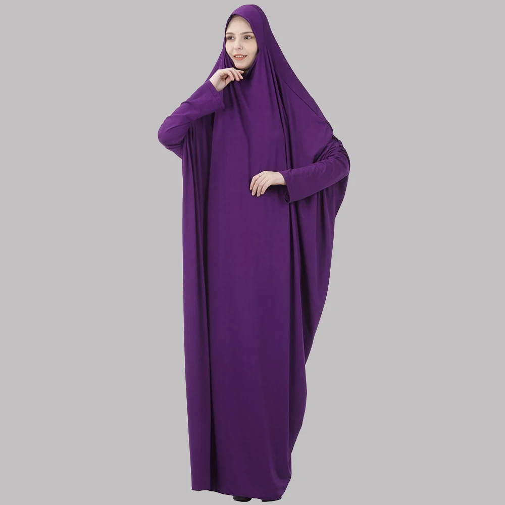 Women Muslim One Piece Prayer Dress Long Jilbab Islamic Clothes Hajj and Umrah Prayer Outfit Long Khimar Niqab Headcover Saudis