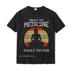 Inhale Exhale Weed Buddha Meditation Retro Pot Smoker Gifts T-Shirt Printed Tops Tees Cotton Mens T Shirt Printed Designer