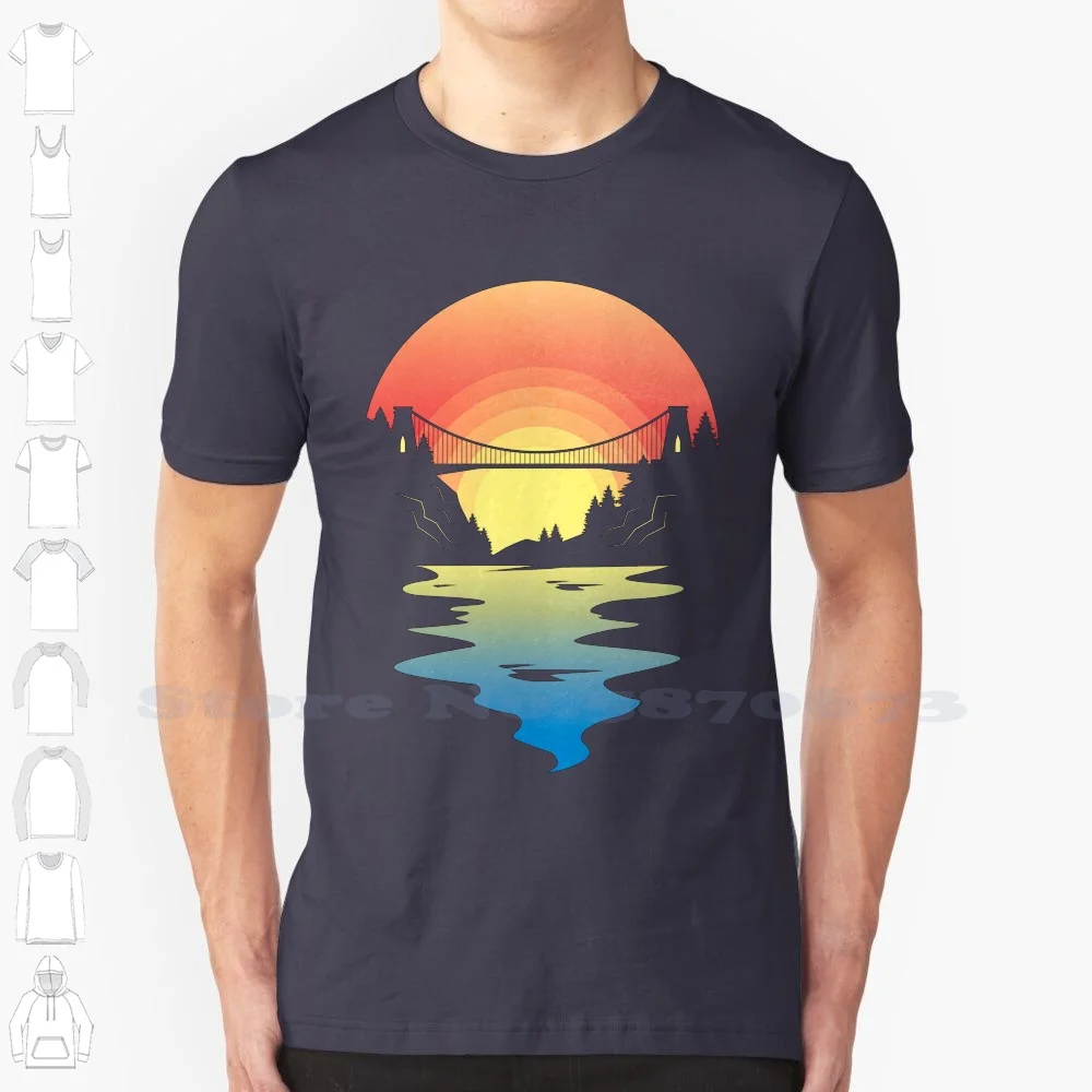 Bristol Bridge Sunset 100% Cotton T-Shirt Sunset England Landmark Bristol Bridge Uk Clifton Suspension Bridge Clifton Bridge