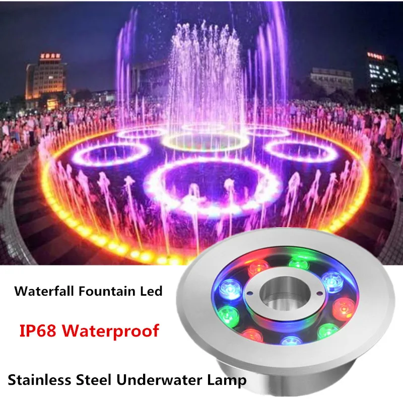 6w 9w 12w Park Underwater Fountain Lights 304 Stainless Steel Led Underwater Landscape Spotlight 24V Colorful Garden Pool Lamps