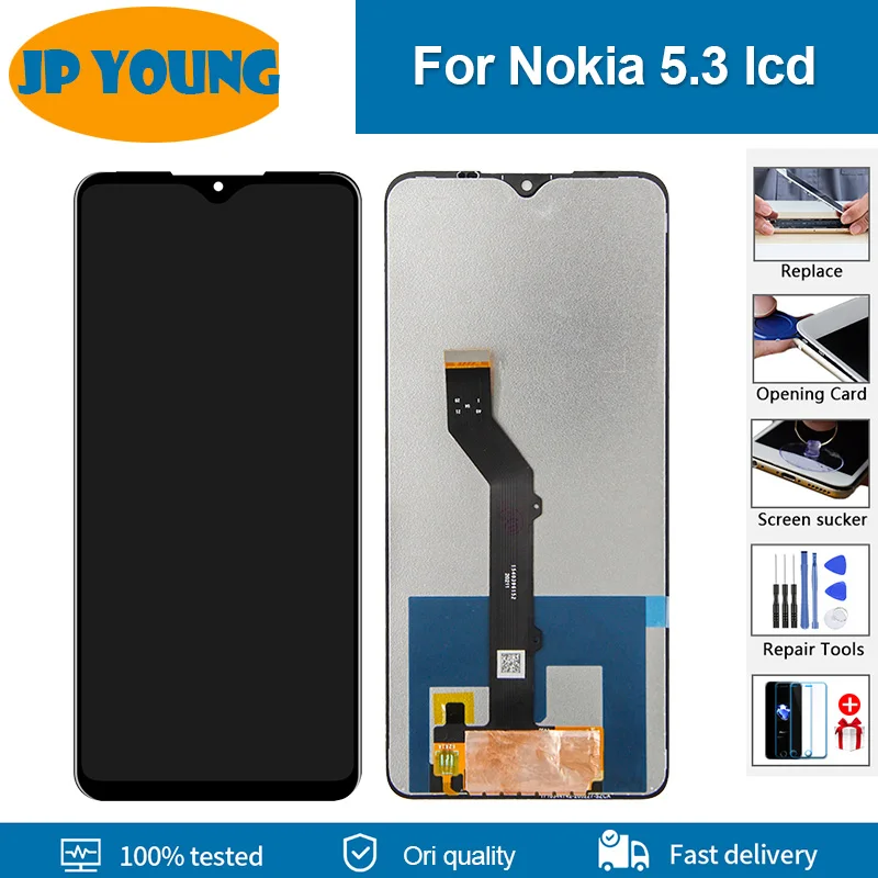 

6.55" Original LCD For Nokia 5.3 TA-1234 TA-1223 TA-1227 TA-1229 LCD Display Touch Screen Digitizer Glass Panel Assembly + frame